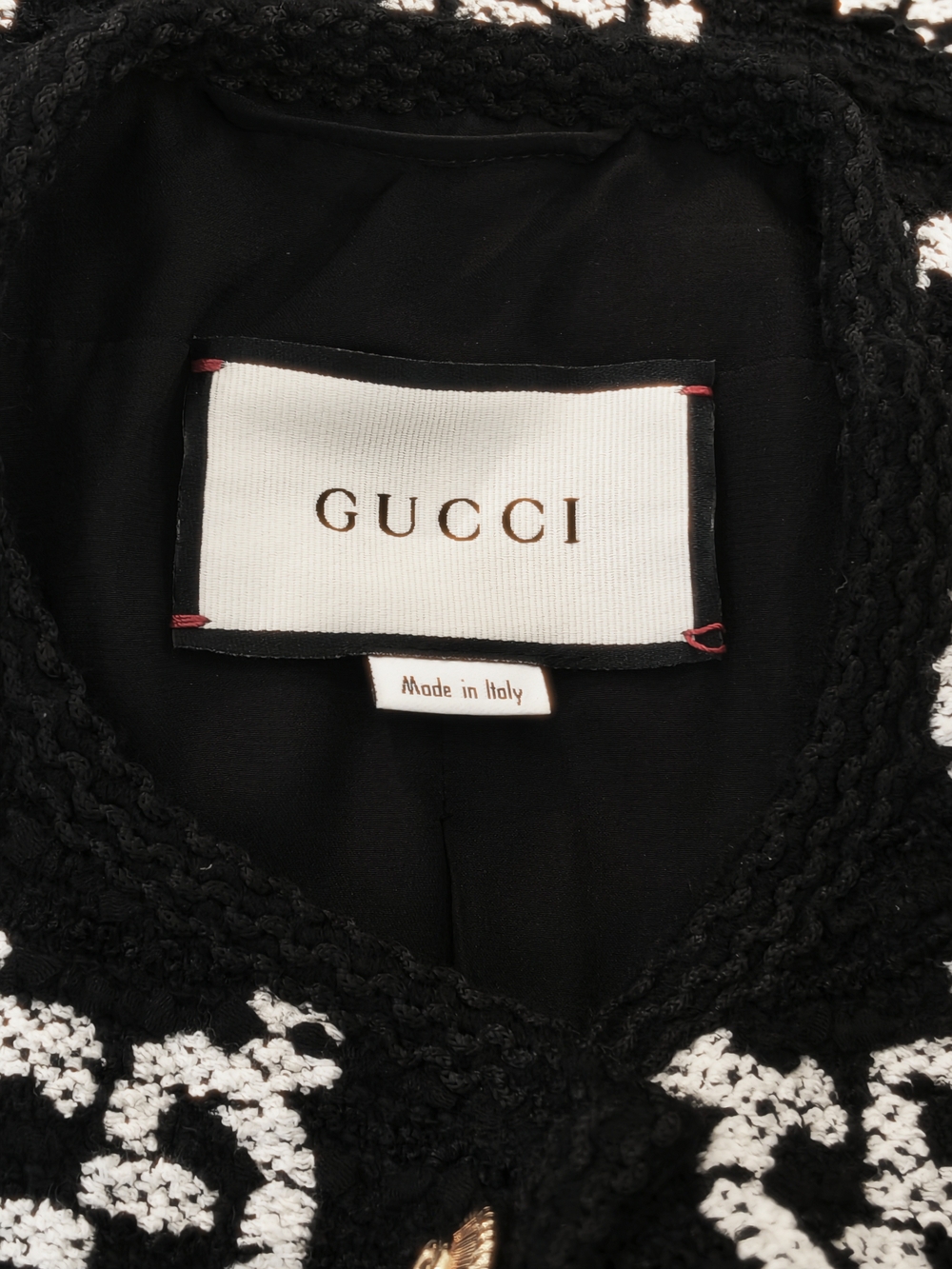 Gucci Black & White GG Tweed Coat with Gold Buttons - Picture 9 of 9